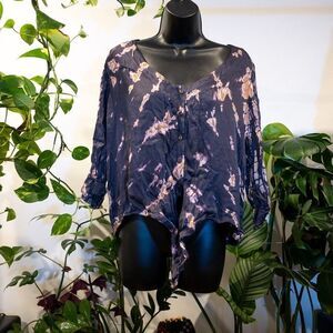 Gypsy LA Tie-Front Tie Dye Crop Top, Size S